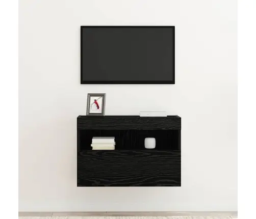 Tv Sienas Skapis Ar Led Gaismām Melnā Ozola Krāsā 60X30X40 Cm Vidaxl