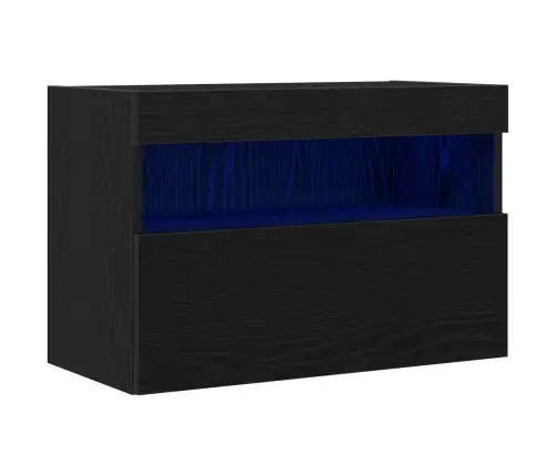 Tv Sienas Skapis Ar Led Gaismām Melnā Ozola Krāsā 60X30X40 Cm Vidaxl