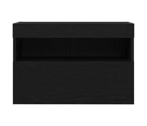 Tv Sienas Skapis Ar Led Gaismām Melnā Ozola Krāsā 60X30X40 Cm Vidaxl