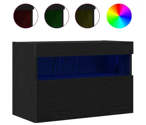 Tv Sienas Skapis Ar Led Gaismām Melnā Ozola Krāsā 60X30X40 Cm Vidaxl