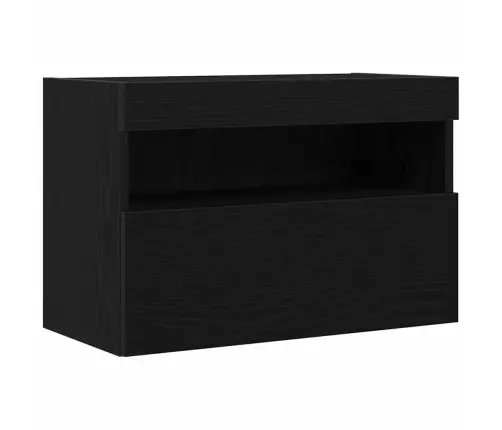 Tv Sienas Skapji Ar Led Apgaismojumu 2 Gabali Melna Ozola 60X30X40 Cm Vidaxl