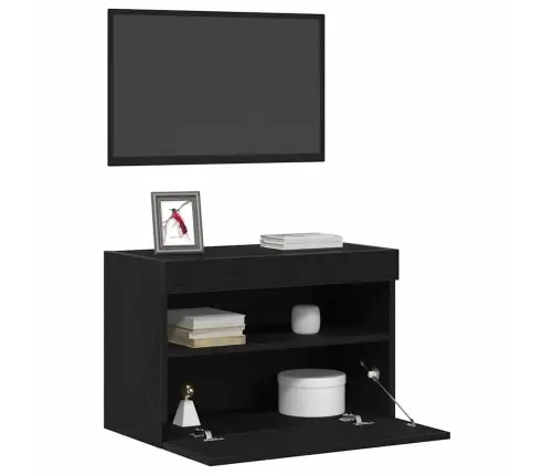 Tv Sienas Skapji Ar Led Apgaismojumu 2 Gabali Melna Ozola 60X30X40 Cm Vidaxl
