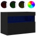 Tv Sienas Skapji Ar Led Apgaismojumu 2 Gabali Melna Ozola 60X30X40 Cm Vidaxl