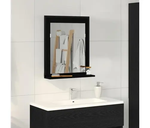 Vannasistabas Spogulis Melna Ozolkoka 50X12X60 Cm Inženierijas Koks Vidaxl