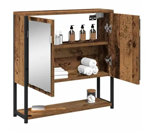 Vannasistabas Spoguļu Skapis Vecs Koks 60X16X60 Cm Inženieru Koks Vidaxl