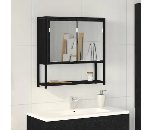 Vannas Spoguļa Skapis Melna Ozola 60X16X60 Cm Inženierijas Koksne Vidaxl