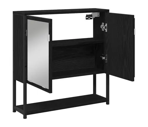 Vannas Spoguļa Skapis Melna Ozola 60X16X60 Cm Inženierijas Koksne Vidaxl
