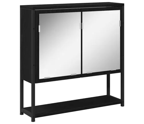 Vannas Spoguļa Skapis Melna Ozola 60X16X60 Cm Inženierijas Koksne Vidaxl