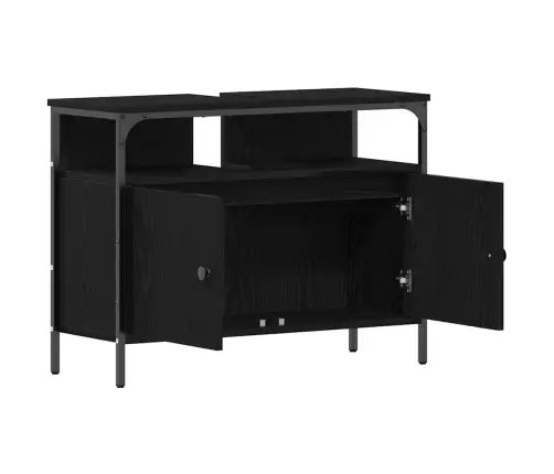 Vonios Kriauklės Spinta Su Durimis Juoda Ąžuolo 80 X 30 X 60 Cm