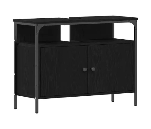 Vonios Kriauklės Spinta Su Durimis Juoda Ąžuolo 80 X 30 X 60 Cm