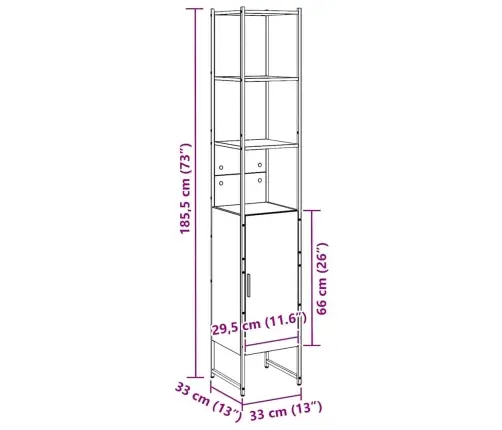 Vannas Istabas Skapis Vecs Koks 33X33X185,5 Cm Inženierijas Koks Vidaxl