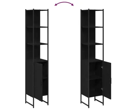 Vonios Spintelė Su Lentyna Juoda Ąžuolo 33 X 33 X 185,5 Cm