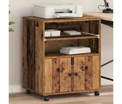 Printera Statīvs Vecs Koks 60 X 48 X 74 Cm Inženierijas Koks Vidaxl