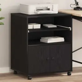 Printera Statīvs Ar Uzglabāšanu Melns Ozolkoks 60 X 48 X 74 Cm Vidaxl