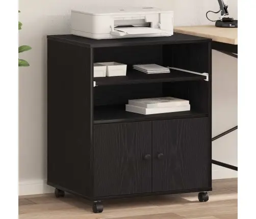 Printera Statīvs Melns Ozols 60 X 48 X 74 Cm Inženierijas Koks Vidaxl