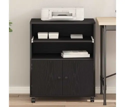 Printera Statīvs Melns Ozols 60 X 48 X 74 Cm Inženierijas Koks Vidaxl