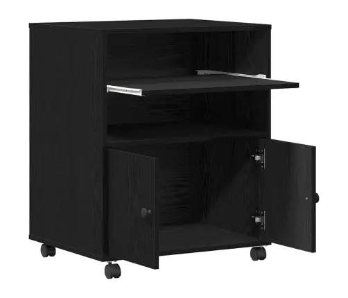 Printera Statīvs Melns Ozols 60 X 48 X 74 Cm Inženierijas Koks Vidaxl