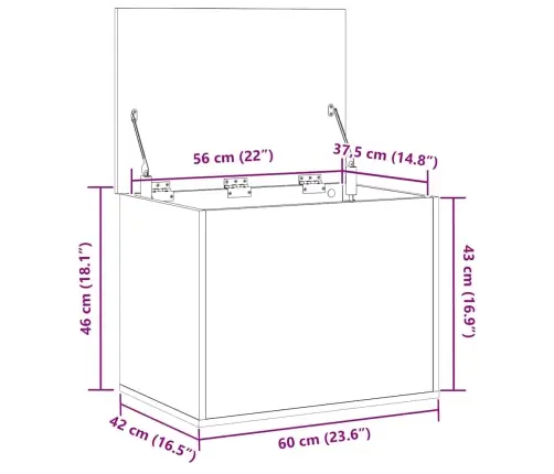 Uzglabāšanas Kaste Vecs Koks 60 X 42 X 46 Cm Inženierijas Koks Vidaxl