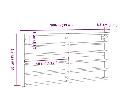 Izstādes Skapis Vecs Koks 100 X 8,5 X 50 Cm Inženierijas Koks Vidaxl