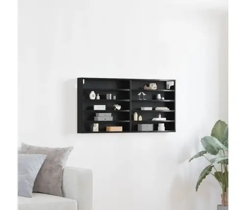 Izstādes Skapis Ar Plauktu Melns Ozolkoks 100 X 8,5 X 50 Cm Vidaxl