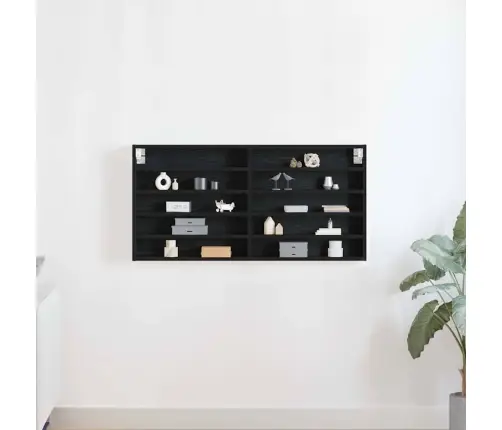 Izstādes Skapis Ar Plauktu Melns Ozolkoks 100 X 8,5 X 50 Cm Vidaxl