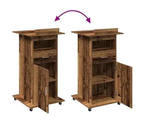 Podijs Ar Plauktu Vecs Koks 55 X 55 X 107 Cm Inženierijas Koks Vidaxl