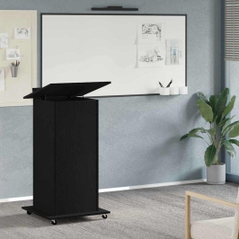 Podijs Ar Riteni Melns Ozols 55 X 55 X 107 Cm Inženierijas Koks Vidaxl