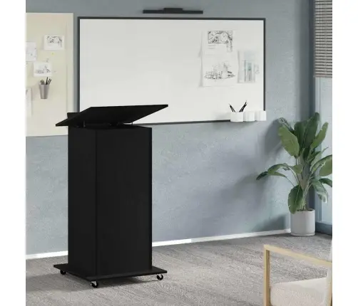 Podijs Ar Riteni Melns Ozols 55 X 55 X 107 Cm Inženierijas Koks Vidaxl