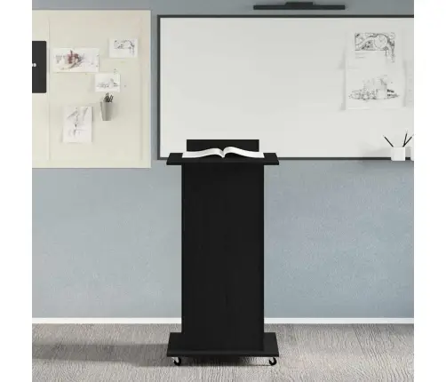 Podijs Ar Riteni Melns Ozols 55 X 55 X 107 Cm Inženierijas Koks Vidaxl