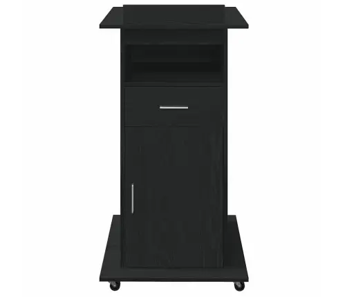 Podijs Ar Riteni Melns Ozols 55 X 55 X 107 Cm Inženierijas Koks Vidaxl