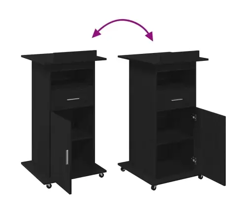 Podijs Ar Riteni Melns Ozols 55 X 55 X 107 Cm Inženierijas Koks Vidaxl