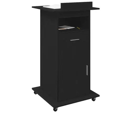 Podijs Ar Riteni Melns Ozols 55 X 55 X 107 Cm Inženierijas Koks Vidaxl