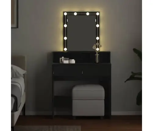 Apsirengimo Stalas Su Stalčių Juoda Ąžuolo 80 X 41 X 144.5 Cm