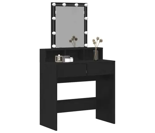 Apsirengimo Stalas Su Stalčių Juoda Ąžuolo 80 X 41 X 144.5 Cm