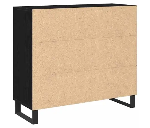 Bufete Ar 3 Durvīm Melns Ozols 90X34X80 Cm Inženierijas Koks Vidaxl