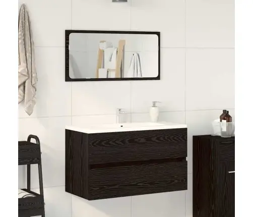 2 Daļu Vannasistabas Mēbeļu Komplekts Melna Ozola Inženierijas Koks Vidaxl