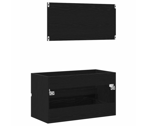 Vannitoamööbli Komplekt 2 Pcs Must Tamm 80 X 38.5 X 45 Cm