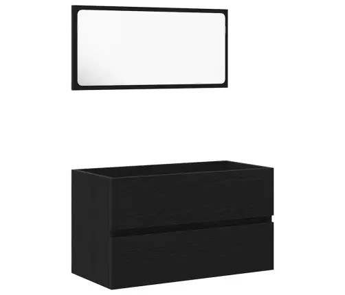 2 Daļu Vannasistabas Mēbeļu Komplekts Melna Ozola Inženierijas Koks Vidaxl