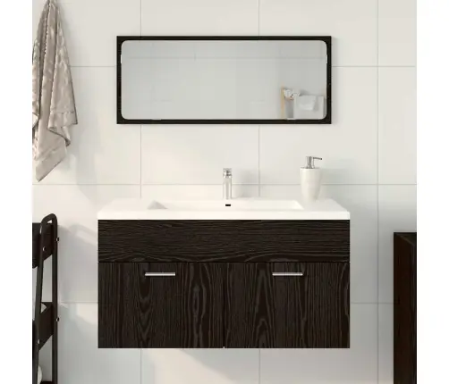 Vonios Baldų Rinkinys 2 Pcs Juodas Ąžuolas Apdirbta Mediena