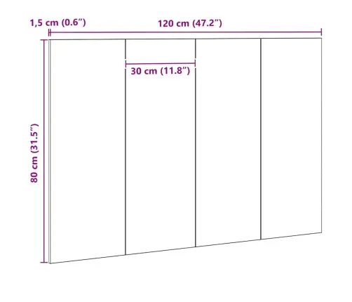 Gultas Galvas Balsts Melns Ozols 120X1,5X80 Cm Inženierizstrādāta Koksne Vidaxl