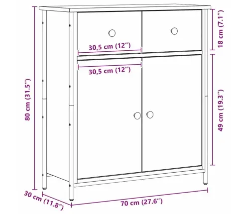 Kõide Sahtliga Must Tamm 70 X 30 X 80 Cm Tehispuit