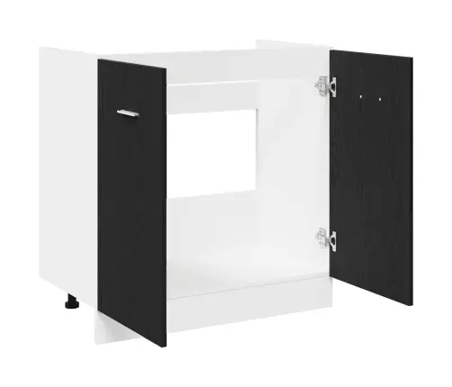 Apatinė Kriauklės Spintelė, Juodo Ąžuolo Spalvos, 80X46X81,5 cm Inžinerinė Mediena