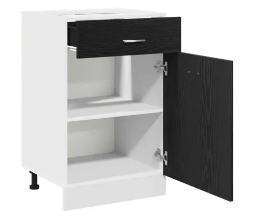 Melns Ozolkoka Atvilktņu Skapis - 50X46X81.5 Cm, Izgatavots No Inženierijas Koka. Vidaxl