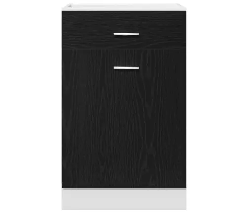 Melns Ozolkoka Atvilktņu Skapis - 50X46X81.5 Cm, Izgatavots No Inženierijas Koka. Vidaxl