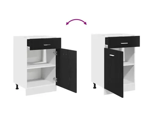 Melns Ozolkoka Atvilktņu Skapis - 50X46X81.5 Cm, Izgatavots No Inženierijas Koka. Vidaxl