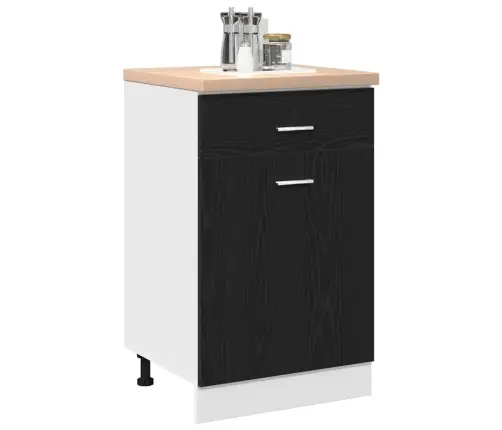 Melns Ozolkoka Atvilktņu Skapis - 50X46X81.5 Cm, Izgatavots No Inženierijas Koka. Vidaxl