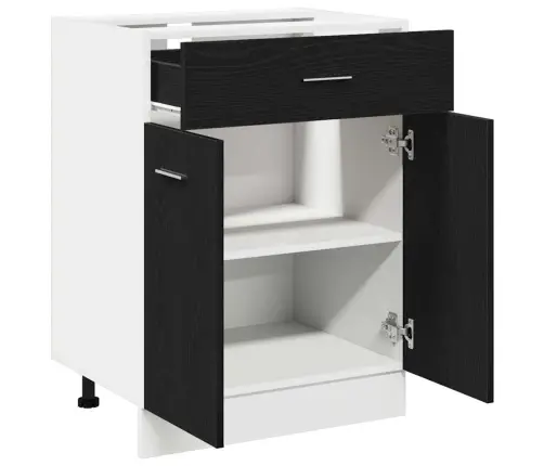 Melns Ozola Atvilktnes Skapītis - 60X46X81.5 Cm, Izgatavots No Koka Vidaxl