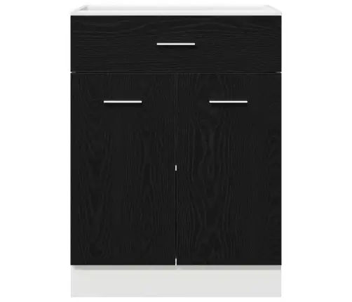 Melns Ozola Atvilktnes Skapītis - 60X46X81.5 Cm, Izgatavots No Koka Vidaxl