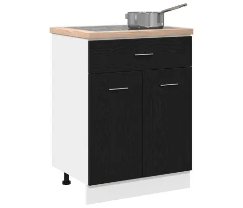 Melns Ozola Atvilktnes Skapītis - 60X46X81.5 Cm, Izgatavots No Koka Vidaxl