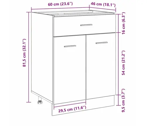 Melns Ozola Atvilktnes Skapītis - 60X46X81.5 Cm, Izgatavots No Koka Vidaxl